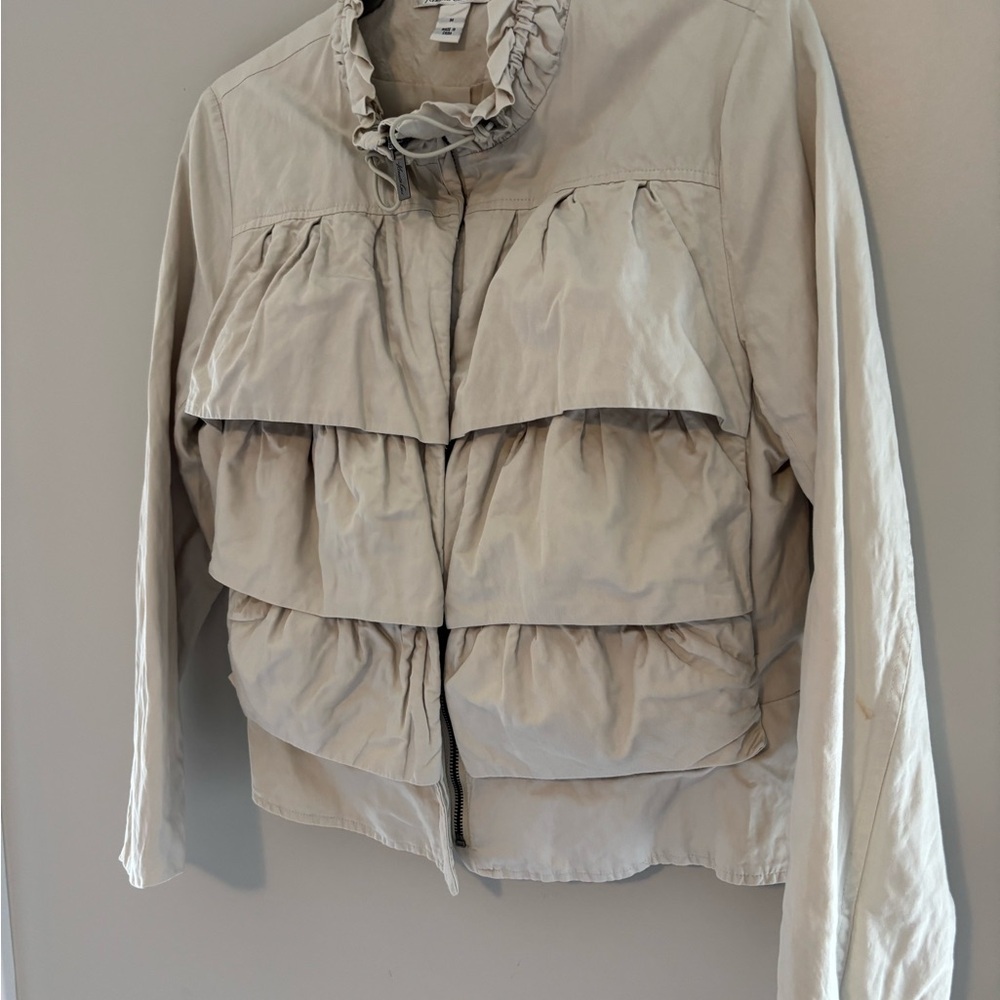 Kenneth Cole Stylish Tan Ruffle  Jacket
